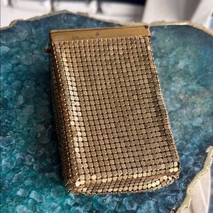 Vintage Gold Metal Mesh Hardshell Cigarette Case